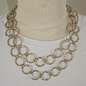 Gold-Tone Double Strand Open Circle Necklace